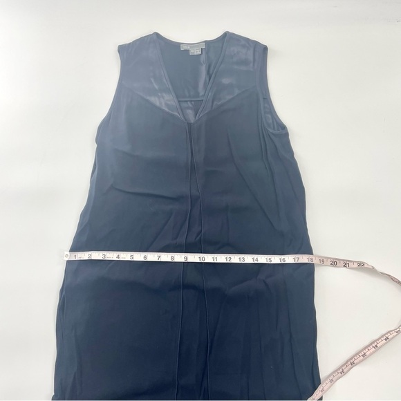 Vince Navy Blue V Neck Matte and Shine Sheath dress style v146750404 size XS - Picture 10 of 12